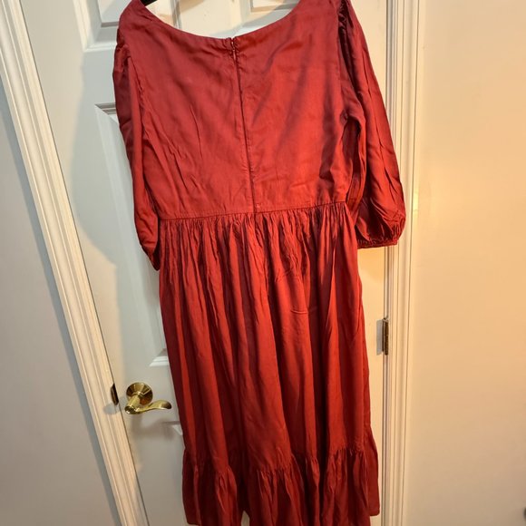 Jessakae Collection size XL midi red pear 3/4 sleeve dress - Picture 12 of 13